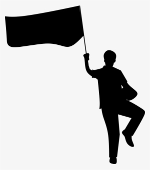 Men Silhouette With Flag