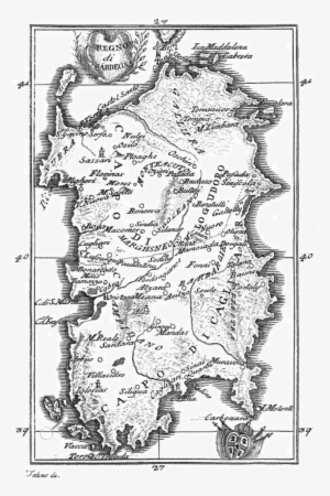 Cetti Sardinia - Old Map Of Sardinia