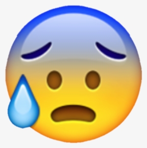 Ohno Oh No Emoji Yellow Blue Brown Color Crop Custom - Sweating Emoji Png