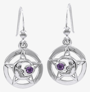 Silver Moonman Pentacle Earrings - "trinity Fairy Earrings"