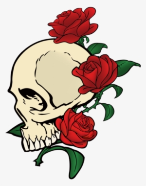 Skull Amp Roses Vector - Skull With Roses Clipart