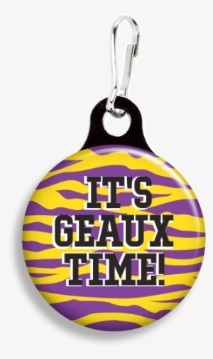 Lsu It's Geaux Time - Promotional Zoogee 1-1/8 Round Metal Zipper Pull Tag
