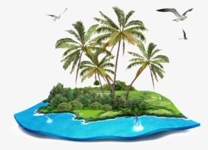 Isla Tropical Modelo Png Transparente - Island With Trees Cartoon