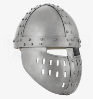 Crusader Spangenhelm With Face Guard - Medieval Transitional Helmet
