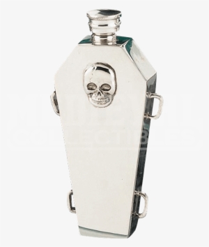 Pewter Casket Flask - Glass Bottle