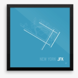 Jfk New York Airport Runway Diagram Framed Square Poster - New York City