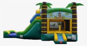 Tiki Waterslide Bounce Combo - Tiki Bounce House With Slide