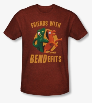 Gumby Friends With Bendefits - T-shirt: Gumby - Bendefits, 3x3in.