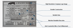 Features Of Metalphoto Barcode Asset Management - Plate Decal Metal Tag