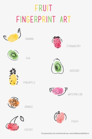 fruit fingerprint art for kids with free printable - fruit finger print