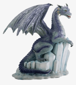 Ice Dragon On Ice Statue - Winter Dragon On Ice Fantasy Figurine Decoration Decor