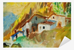 Old Houses In Spanish Village, Illustration, Painting - Painting