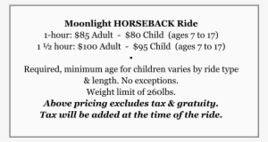 Moonlight Horseback Ride 1-hour - Child