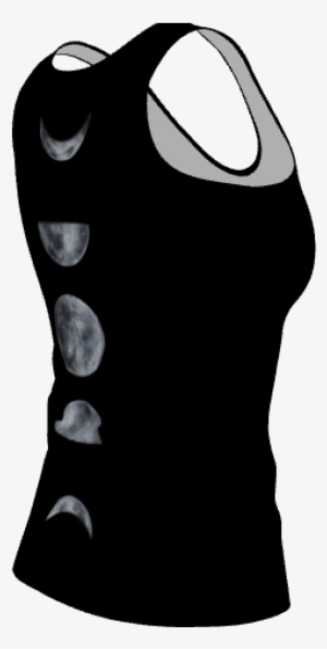 Back View Moon Phases Black Fitted Tank Top Print On - Moon