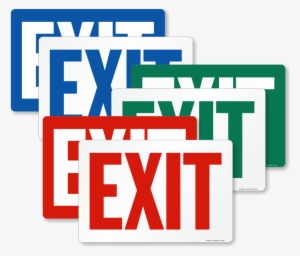 Emergency Exit Sign - Accuform No Exit Sign, 3-1/2 X 10in, R/wht, Self-adh