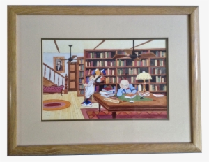 stealing books from grandpa watercolor painting works - picture frame