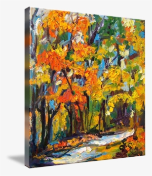 "georgia Autumn Landscape Oil Painting" By Ginette - Gallery-wrapped Canvas Art Print 36 X 36 Entitled Autumn