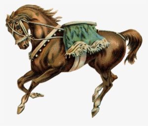 Circus Horse Green Saddle - Vintage Carousel Horse Png