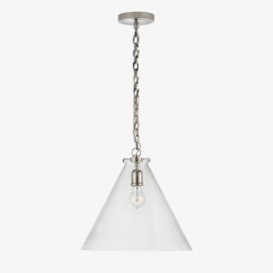 Katie Conical Pendant In Polished Nickel With Cl - Lamp