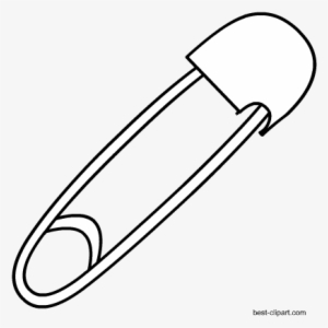 Black And White Safety Pin Free Clip Art - Line Art
