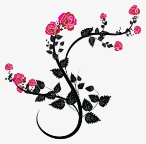 Free Clipart Of A Black And Pink Rose Design - Rose Vine Transparent Clipart