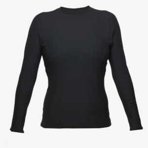 Womens Long Sleeve Rash Guard, Black - Long-sleeved T-shirt