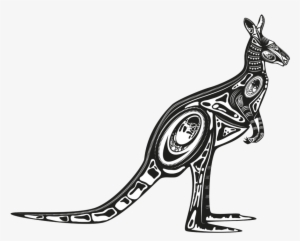 Vector Transparent Library Drawn Aboriginal Free Collection - Kangaroo Tattoo
