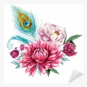 Watercolor Illustration Of Chrysanthemum Flowers
