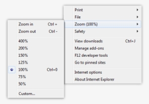 Internet Explorer Zoom Menu - Internet Explorer 9 Tools