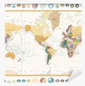 America Centered World Map With Flat Icons And Globes - World Map