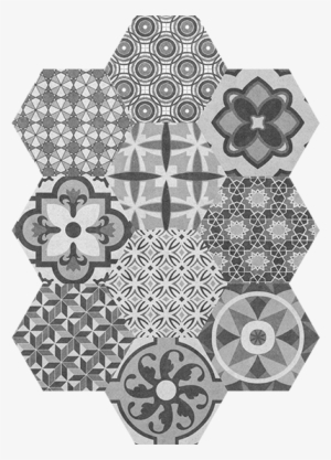 Hexagonal Decorative Floor Tile - Gres Hiszpański Vendimia Mix Antracytowy 25x25