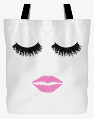 Lips & Lashes Print Canvas Tote Shopping Bag - Lips Clip Art