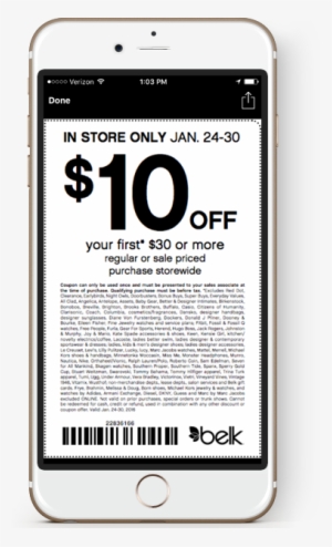 Mobile Coupon On Iphone - Belk Coupon July 2017