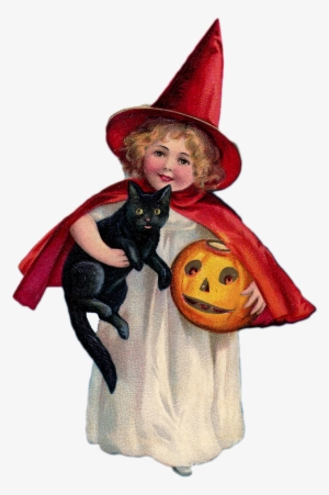 Vintage Halloween Witch - Vintage Black Cat And Witches Transparent PNG ...