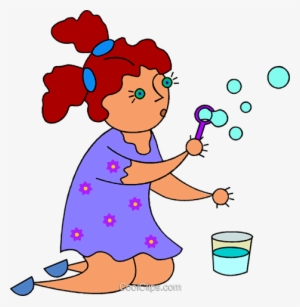 Niña Soplando Burbujas Libres De Derechos Ilustraciones - Blowing Bubbles Clip Art