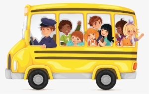 Yellow School Bus Full Of Cute And Happy Kids Clipart - School Bus Clipart Png