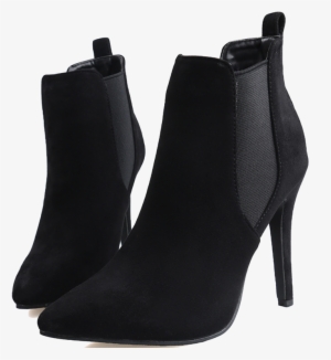 Black Pointed Toe High Heel Ankle Boots - Black Ankle Boots Png