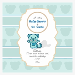 Sky Blue Card For Baby Shower With A Cute Bear - Baby Shower