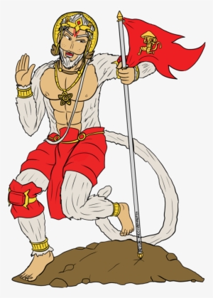 hanuman drawing warrior jpg free stock - hanuman ji with flag