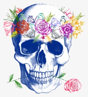 Skull With Flowers - Skull And Flower Crown