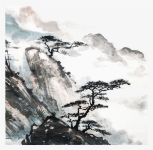 Mountain Landscape Nature Clouds Fog Trees Sky Ftestick - Chinese Landscape Paintings Elements