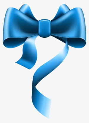 Bow Tie Neck Ribbon Blue - Blue Ribbon Bow Png