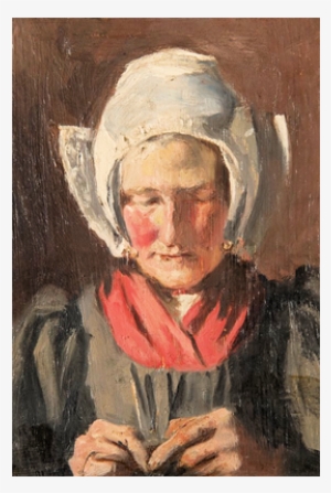 A Dutch Woman Knitting - Self-portrait