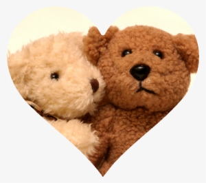 Tan And Brown Bears Hugging In Heart Cutout - 2 Cuddling Bears