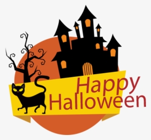 Sticker Halloween Banner Messages Sticker-10 - Happy Halloween Haunted Castle Tote Bags Canvas Shoulder