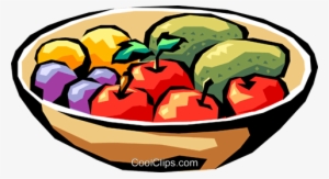 Fruit Bowl Royalty Free Vector Clip Art Illustration - Fruits And Vegetables Clip Art