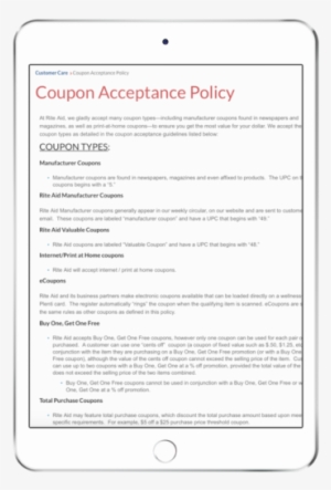Rite Aid Coupon Policy Faqs - E-book Readers
