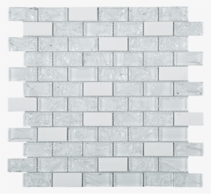 Brick Pattern White Glass & Marble Mesh Mounted Mosaic - Tile