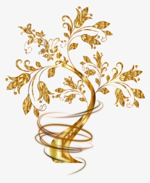 Gold Golden Tree Trees Swirl Swirls Fantasy - Clip Art Floral Tree