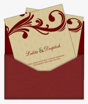 Indian Email Wedding Card With Red Swirls & Ganesha - Wedding Invitation Cards Letters